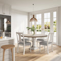 Round 5 Piece Dining Table Set with Pedestal Base - White And Gray