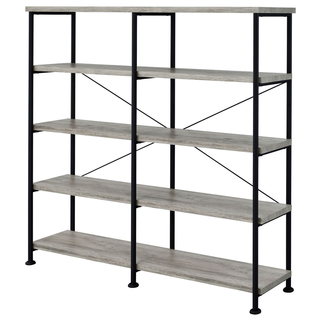 Analiese 63-inch 4-shelf Double Bookshelf Grey Driftwood