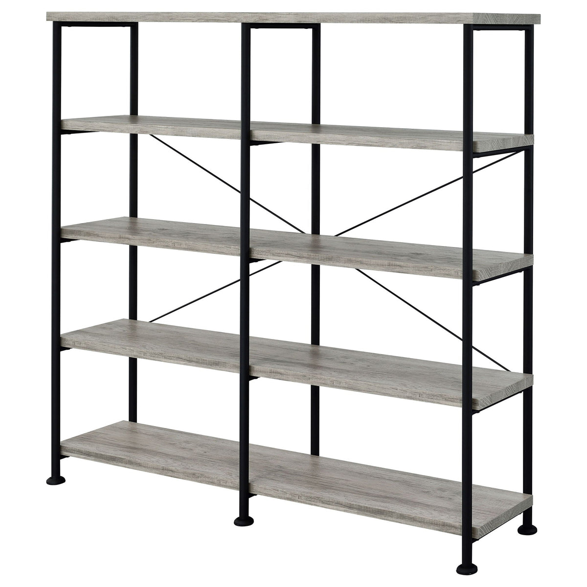 Analiese 63-inch 4-shelf Double Bookshelf Grey Driftwood