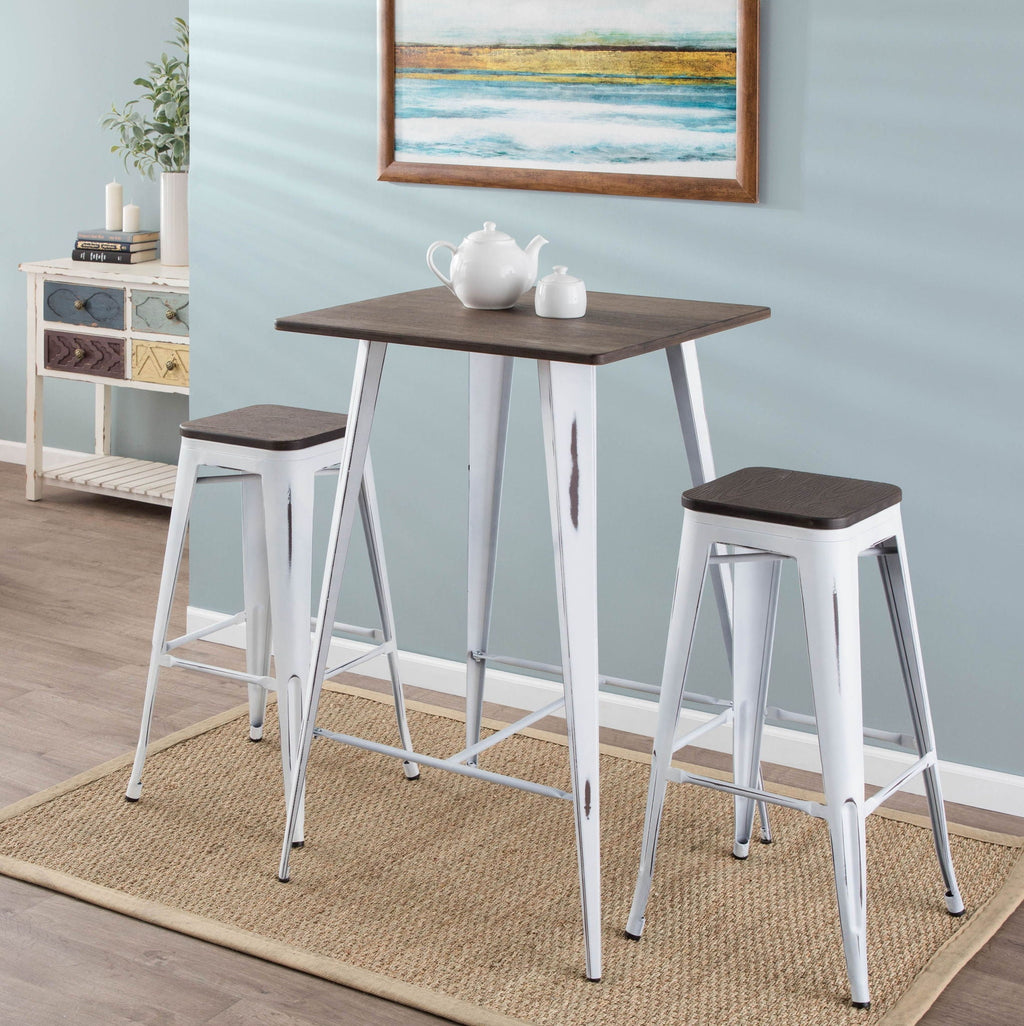 Contemporary Barstool Set of 2 with Stackable Design - Black or White