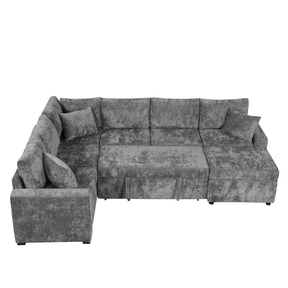 Sleeper Sectional Sofa with Storage Ottoman and USB Charging - White or Dark Gray