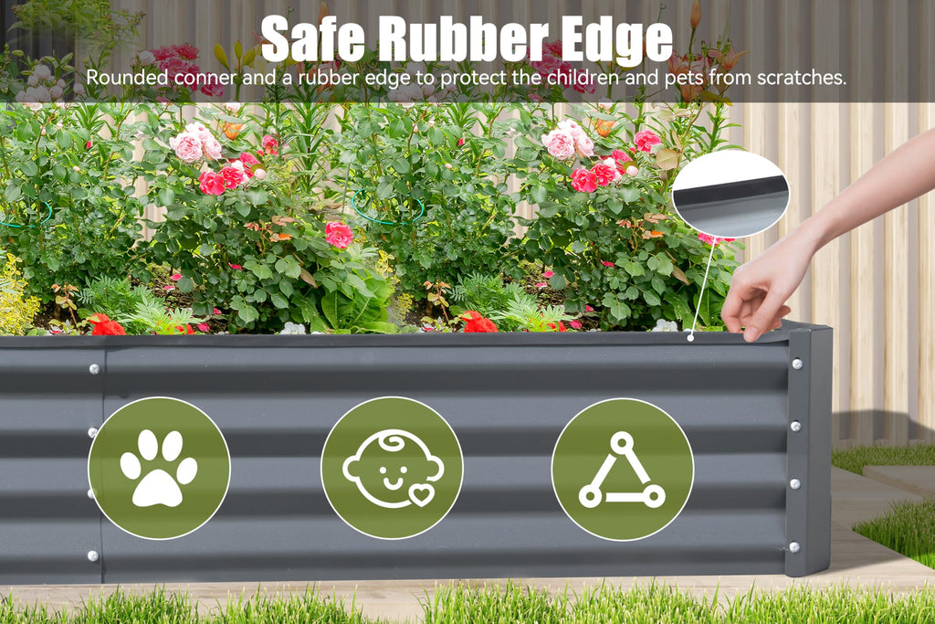 Galvanized Raised Garden Bed with Durable Steel Construction - Green or Gray