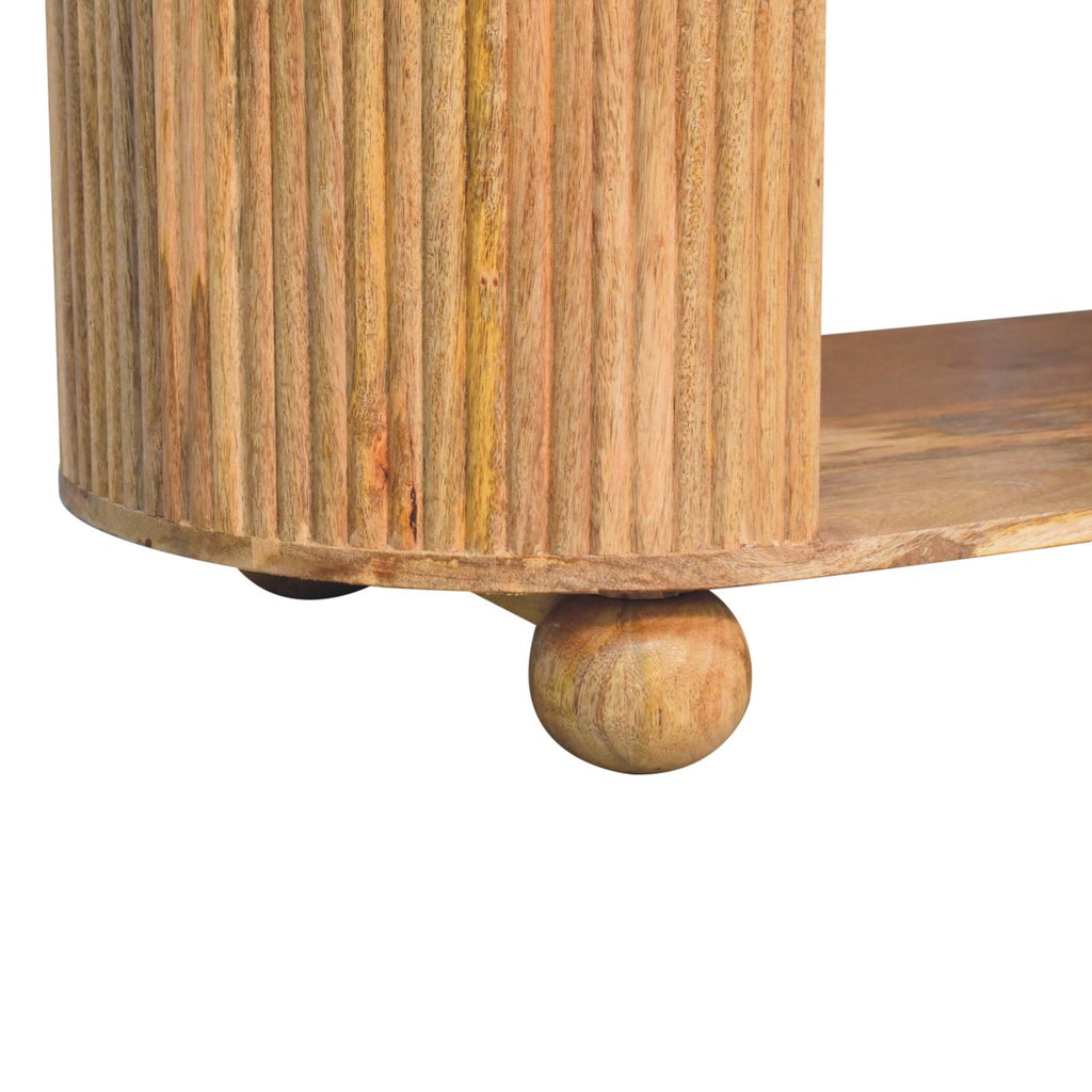 Solid Wood Soba Ball Coffee Table with Open Storage - Natural Oak