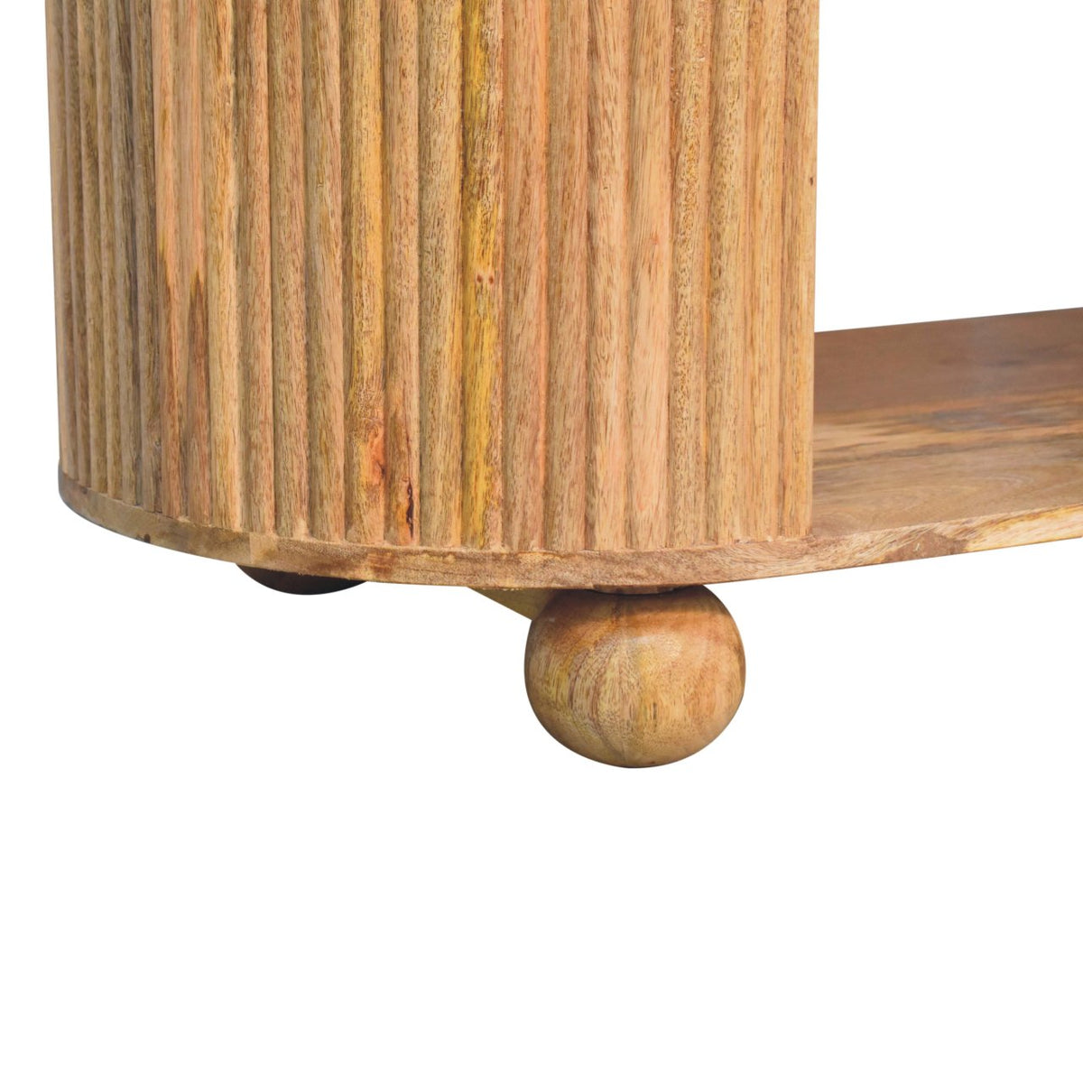 Solid Wood Soba Ball Coffee Table with Open Storage - Natural Oak
