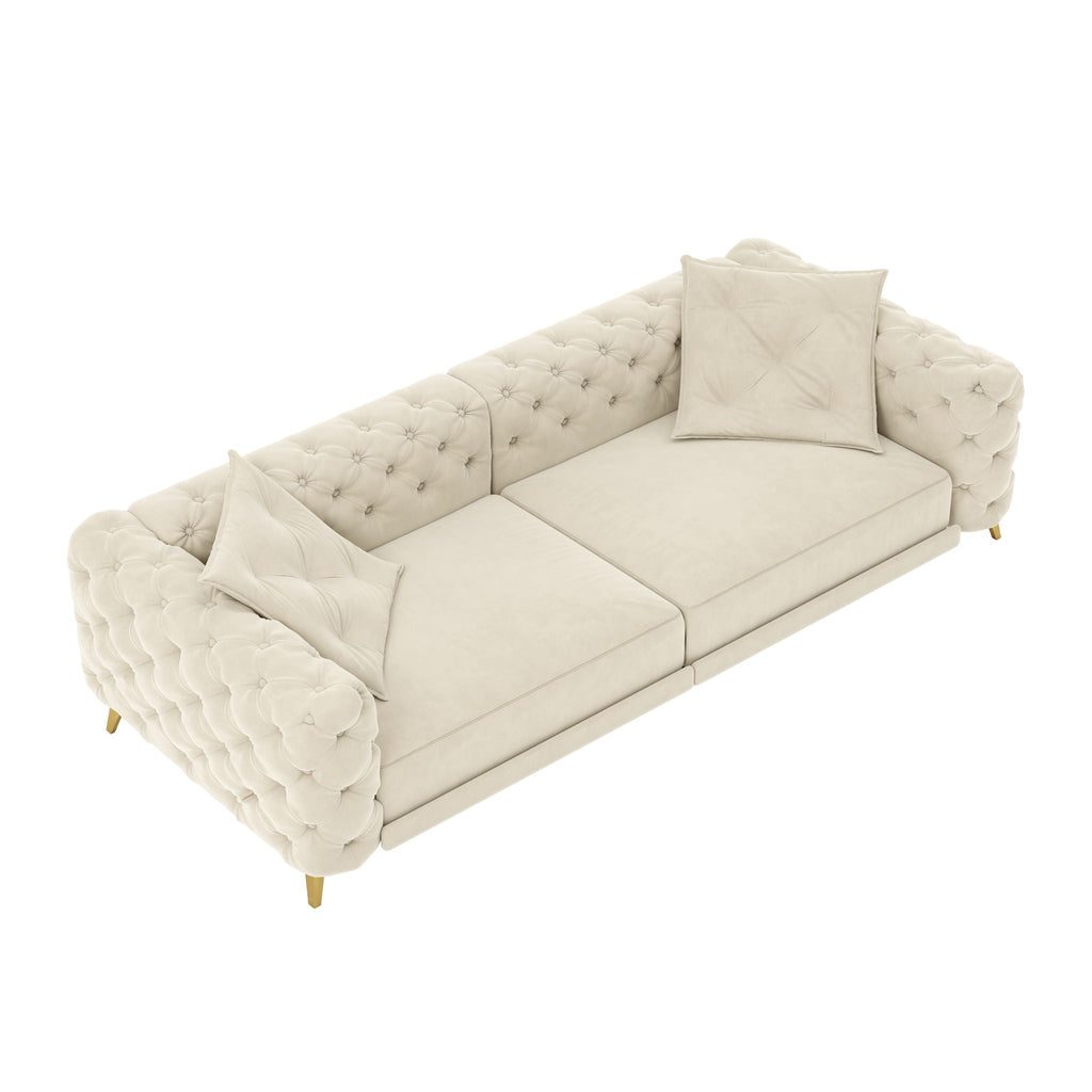 3-In-1 Convertible Sleeper Sofa Set with Deep Seat & Movable Ottoman - White, Beige, Gray