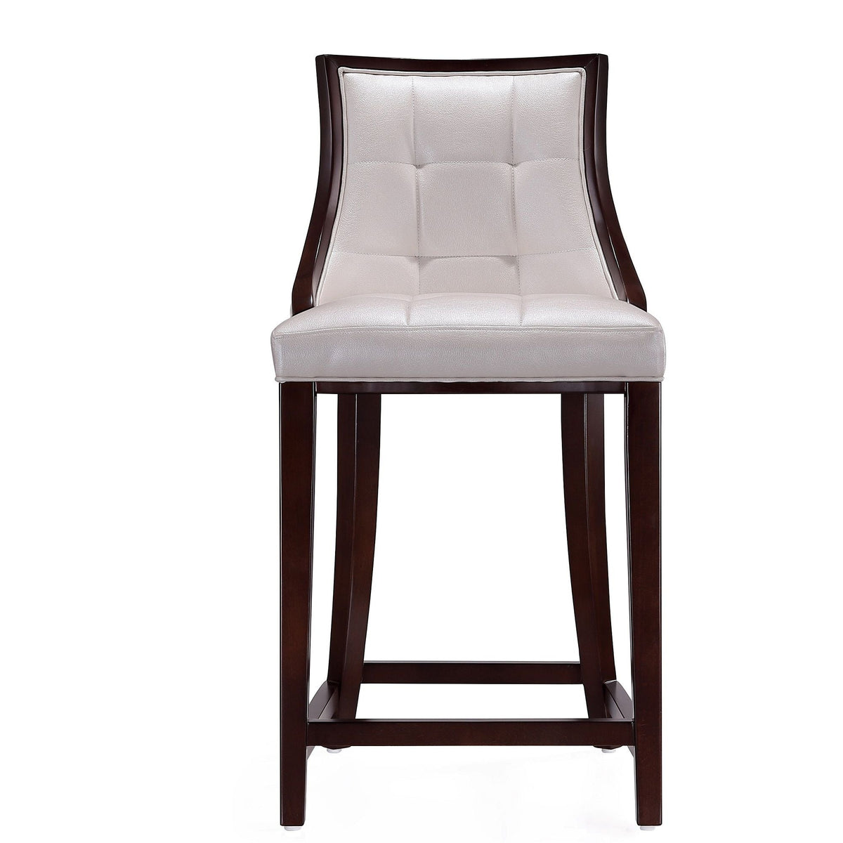 White Bar Height Stool with Solid Wood Frame - Traditional Design