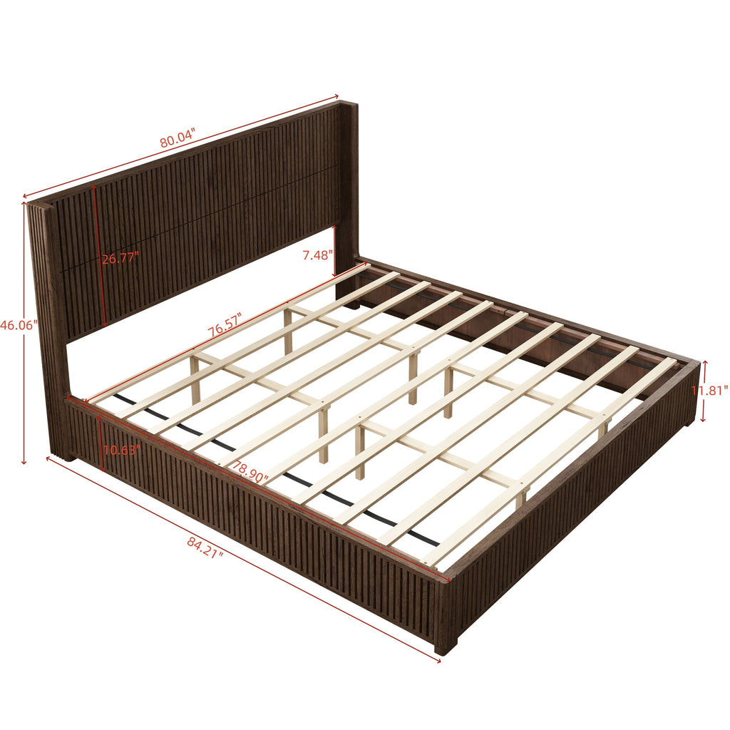 Platform Bed Frame with Headboard, Floor Standing Design - Queen & King