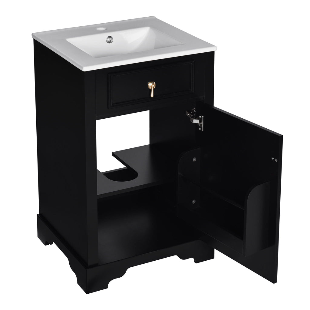 Elegant Bathroom Vanity with Ceramic Sink and Soft-Close Door - Multiple Colors