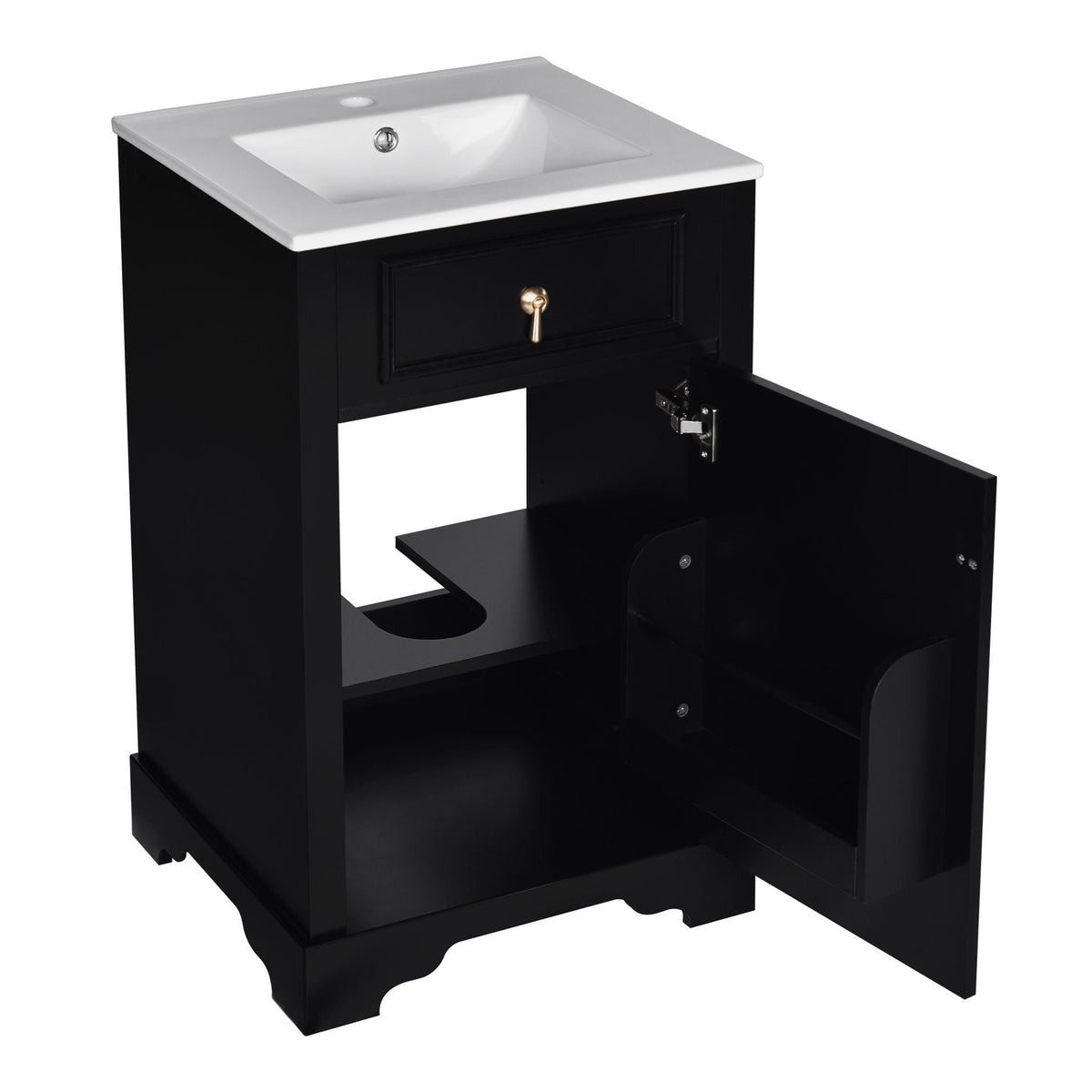 Elegant Bathroom Vanity with Ceramic Sink and Soft-Close Door - Multiple Colors