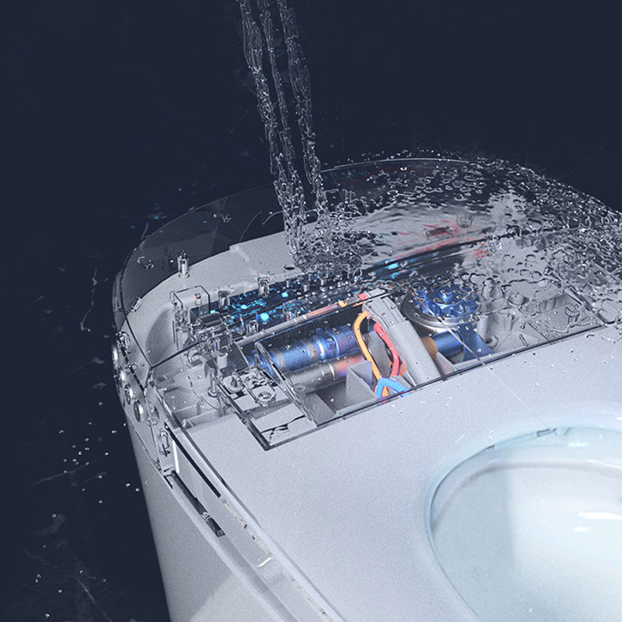 Smart Toilet Bidet Combo with Self-Cleaning Nozzle - White Night Light