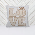 Rustic Pumpkin Embroidered Throw Pillow with Polyester Cover - Natural