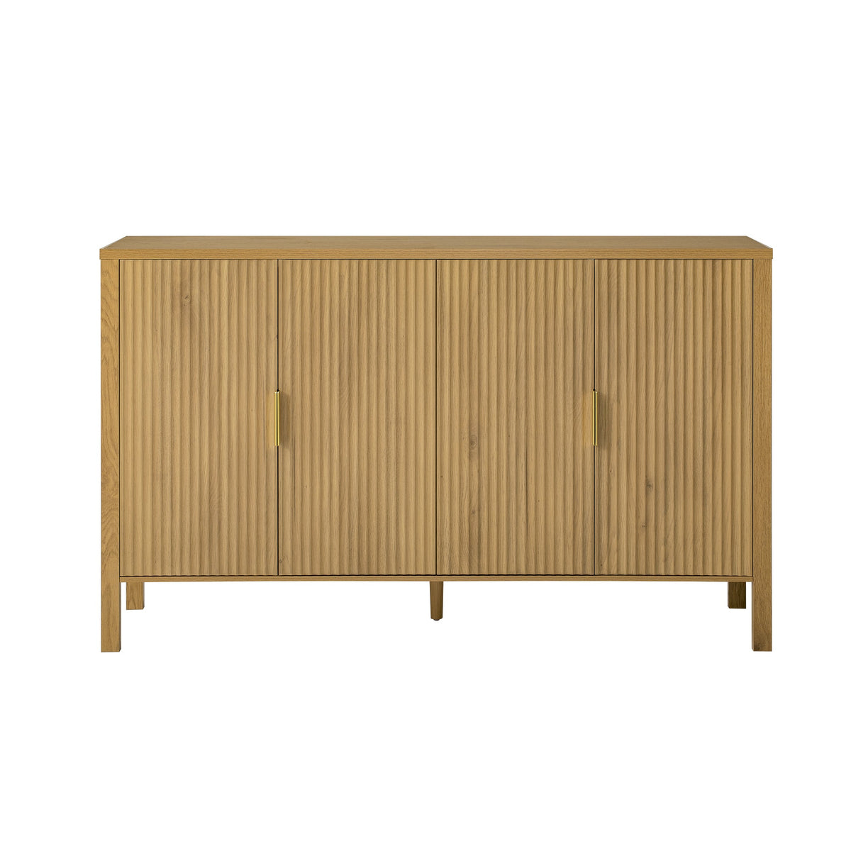 Modern Stripe Door Storage Cabinet with Adjustable Shelves - 57.5" Wide