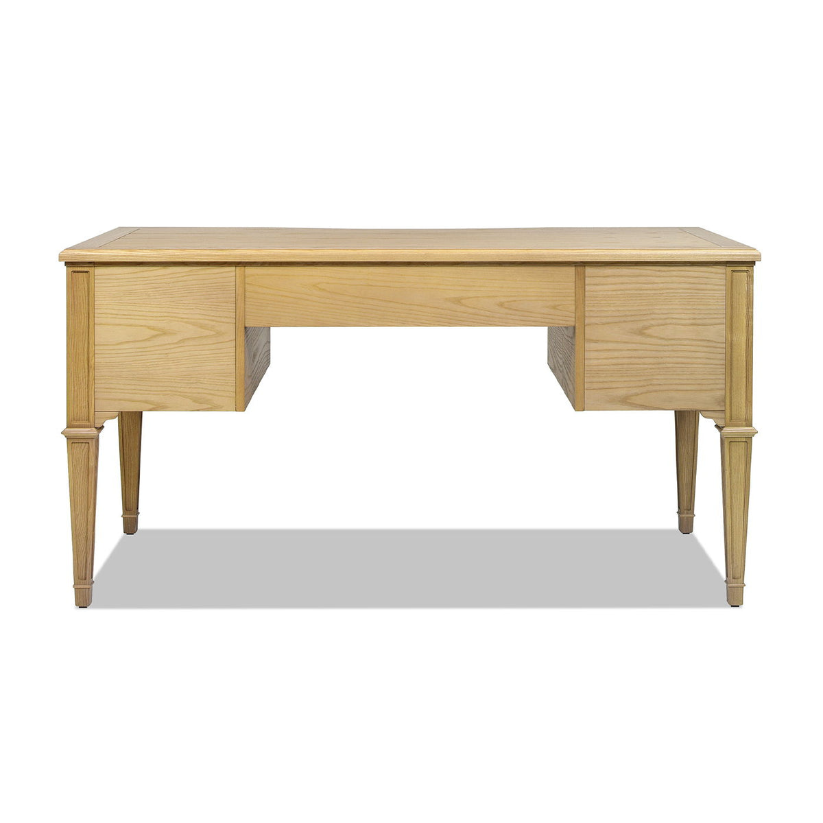 Dauphin 5 Drawer Executive Desk with Solid Rubber Hardwood - Gray or Light Brown