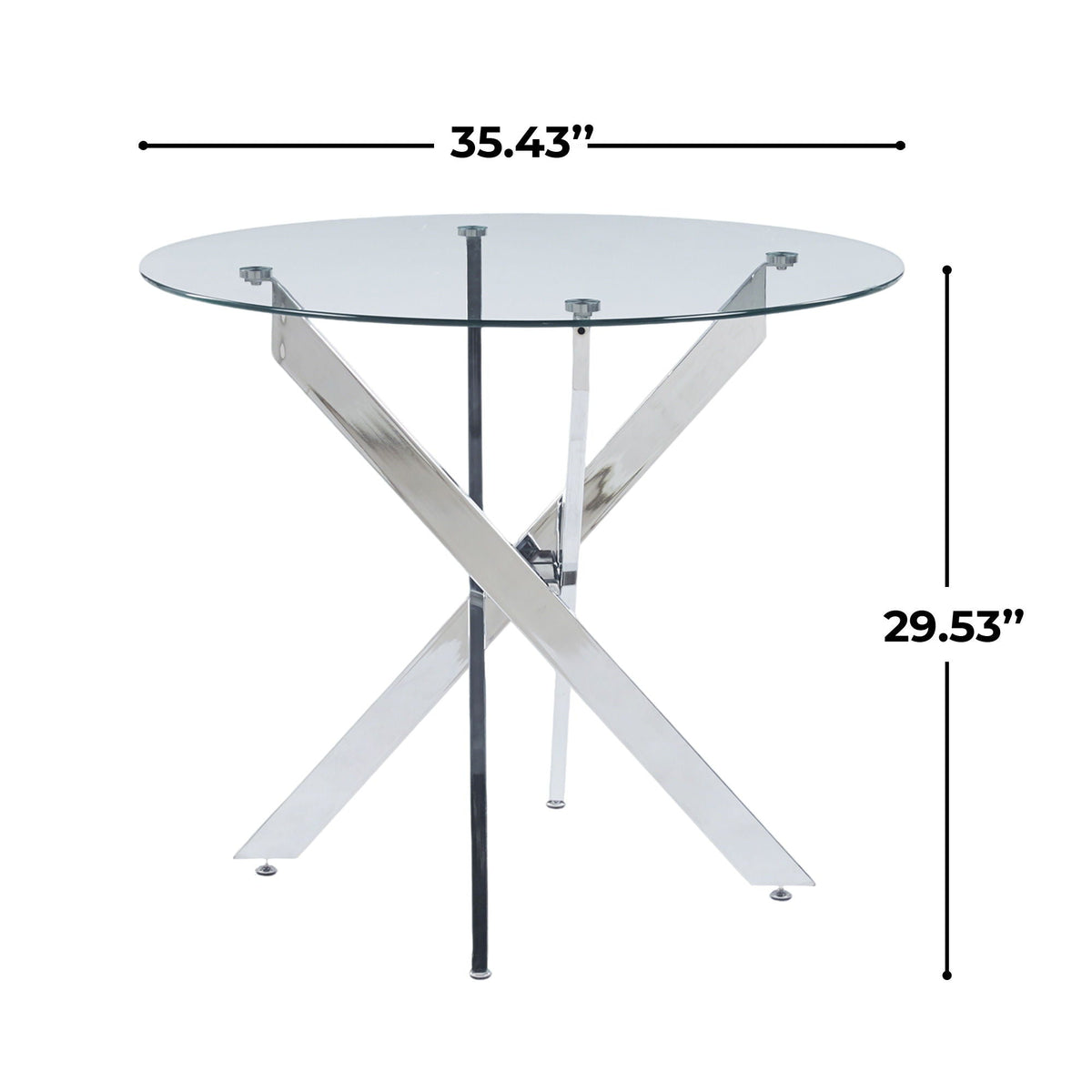 Dining Table With Cross Metal Leg And Tempered Glass