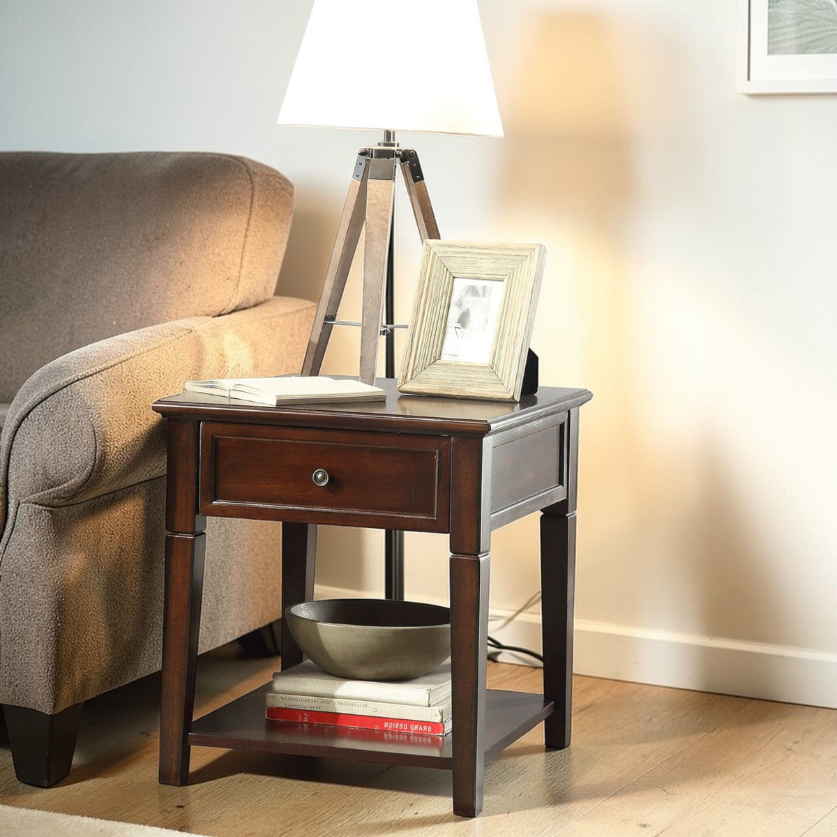 Dark Brown End Table with Lift Top Storage - Malachi Versatile Design