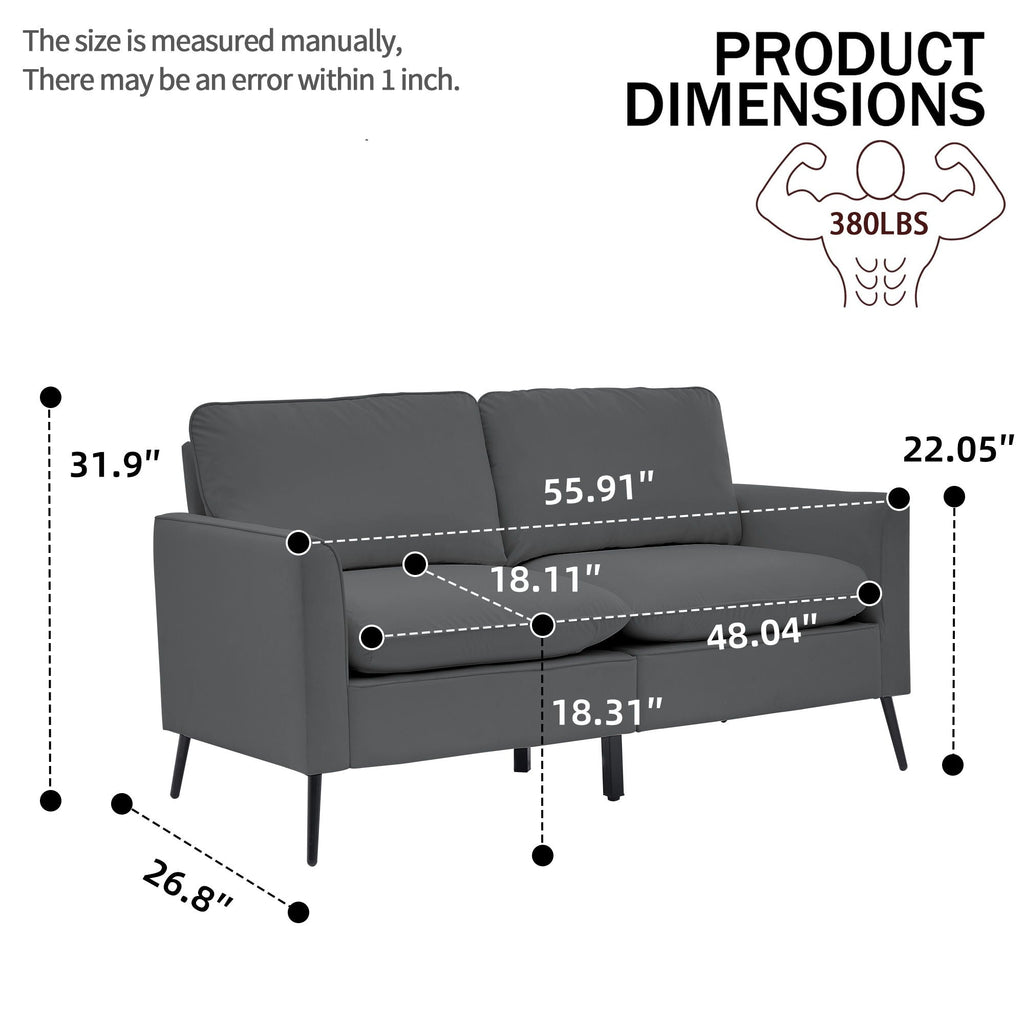 Upholstered Loveseat with Plush Headrest - Multiple Colors