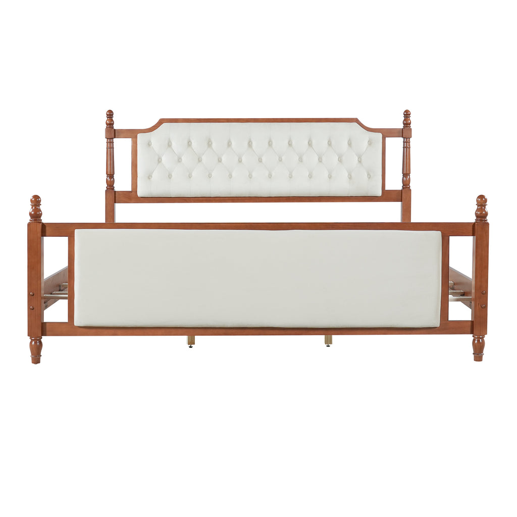 King Size Upholstered Platform Bed with Button Tufted Headboard - Velvet