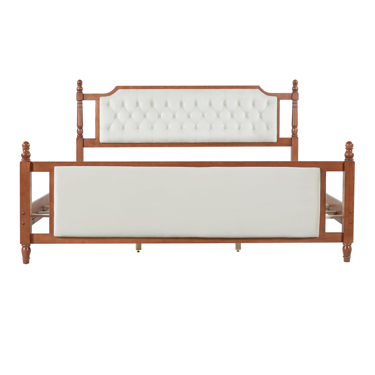 King Size Upholstered Platform Bed with Button Tufted Headboard - Velvet