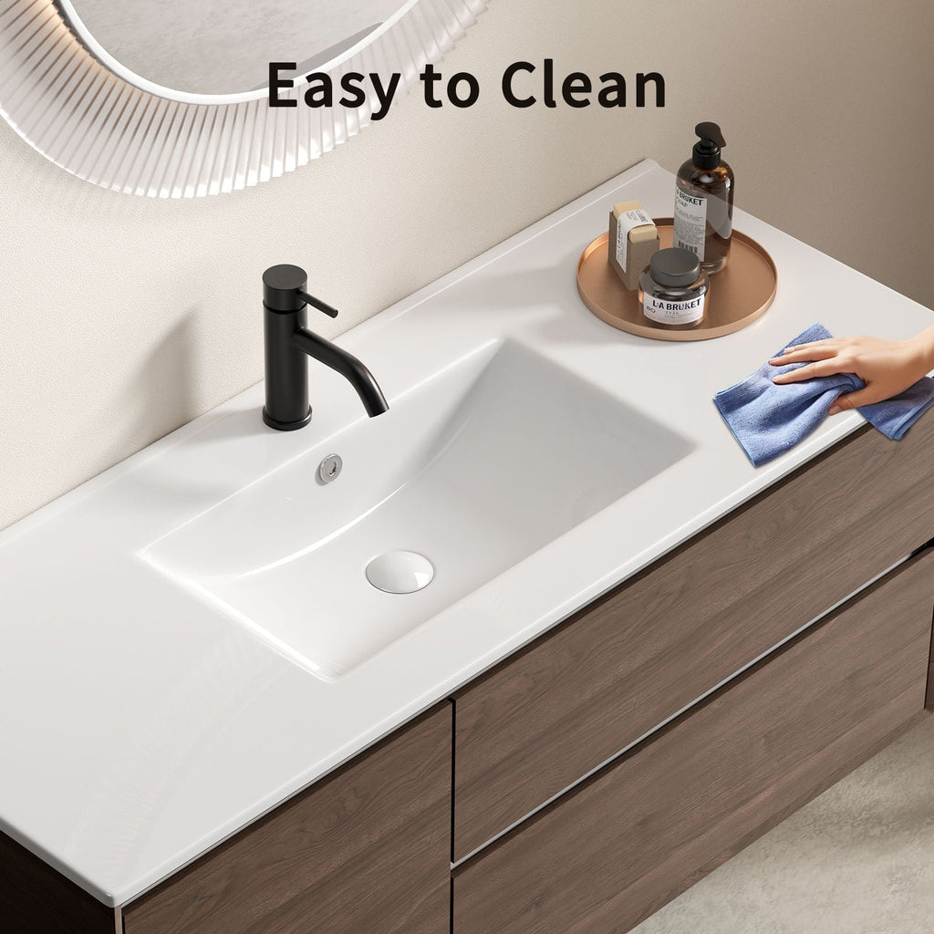 Milk White Bathroom Sink Vanity Top with Thin-Edge Design - 47.64" Wide