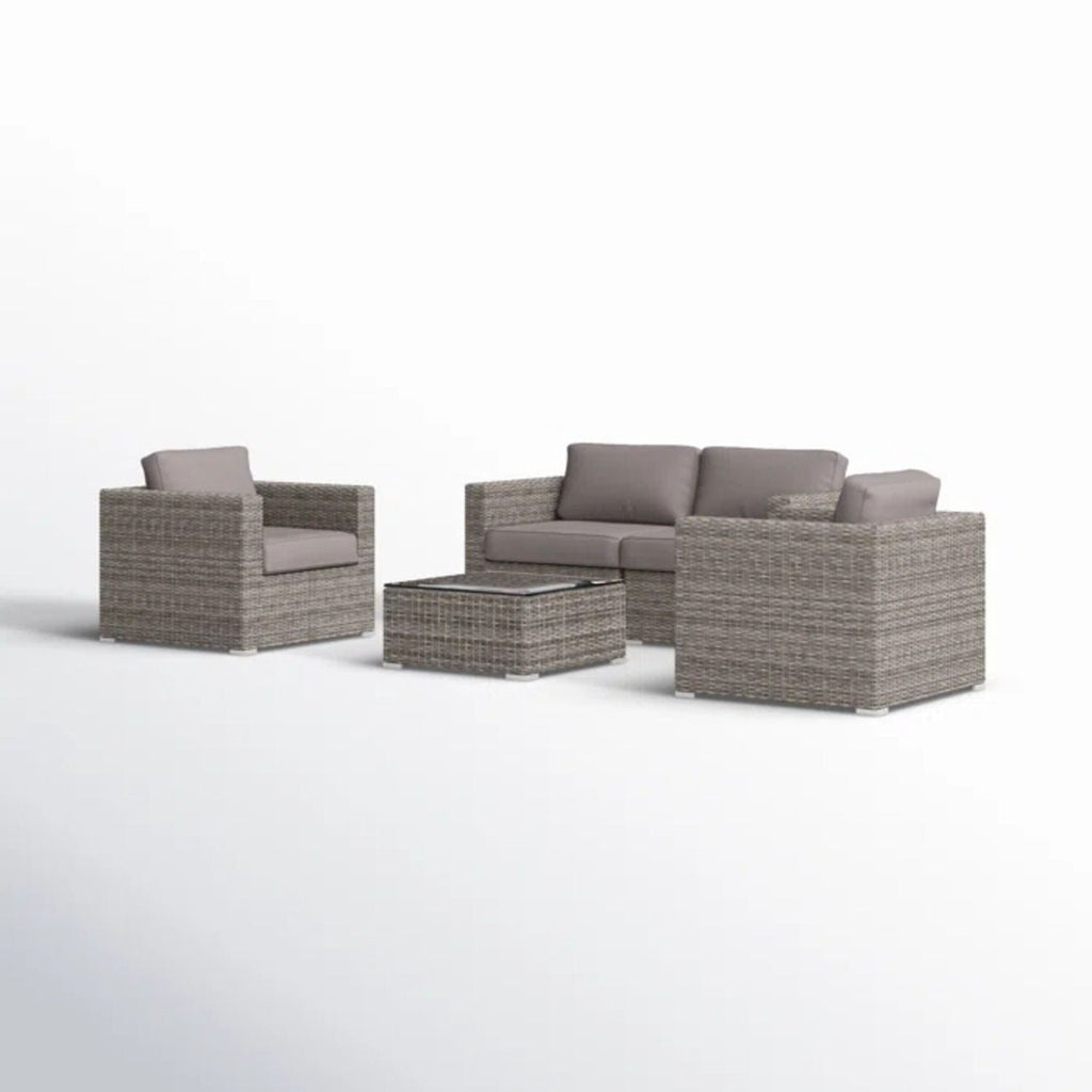 Wicker Outdoor Seating Group Set with Cushions and Table - Multiple Colors