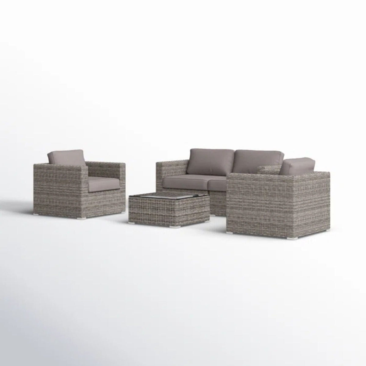 Wicker Outdoor Seating Group Set with Cushions and Table - Multiple Colors
