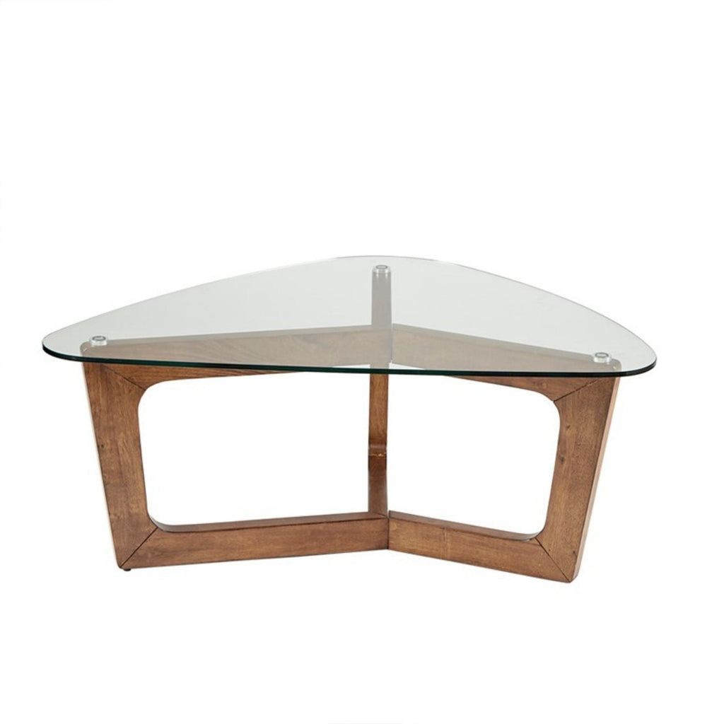 Walker Coffee Table with Tempered Glass Top - Brown