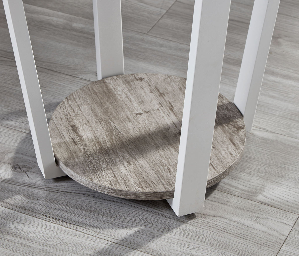 Contemporary Round End Table with Shelf - Gray