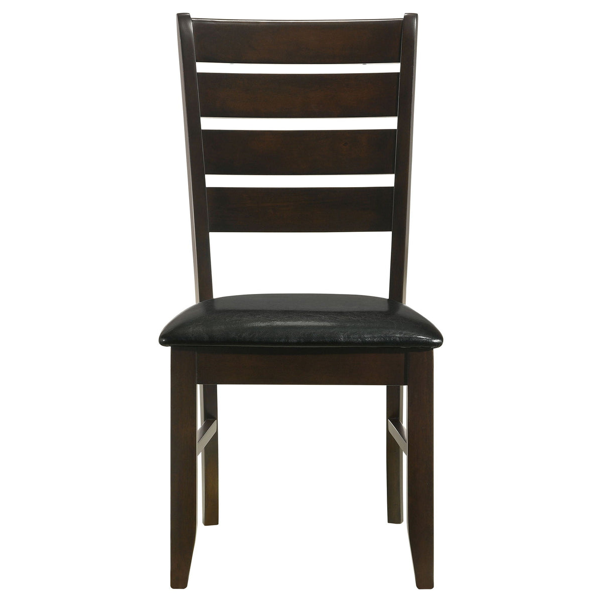 Padded Seat Dining Chairs with Tapered Slats - Set of 2, Dark Gray or Black