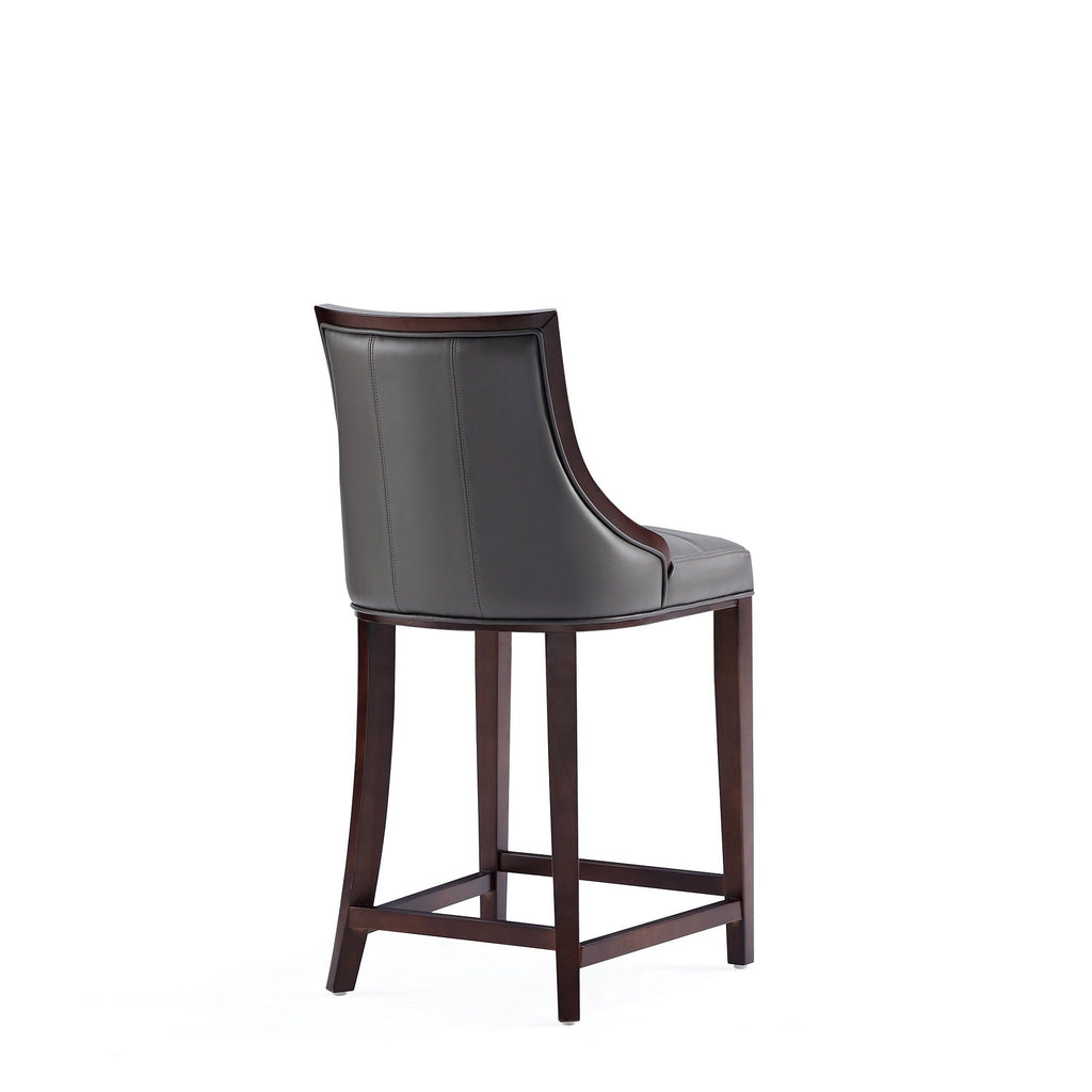White Bar Height Stool with Solid Wood Frame - Traditional Design