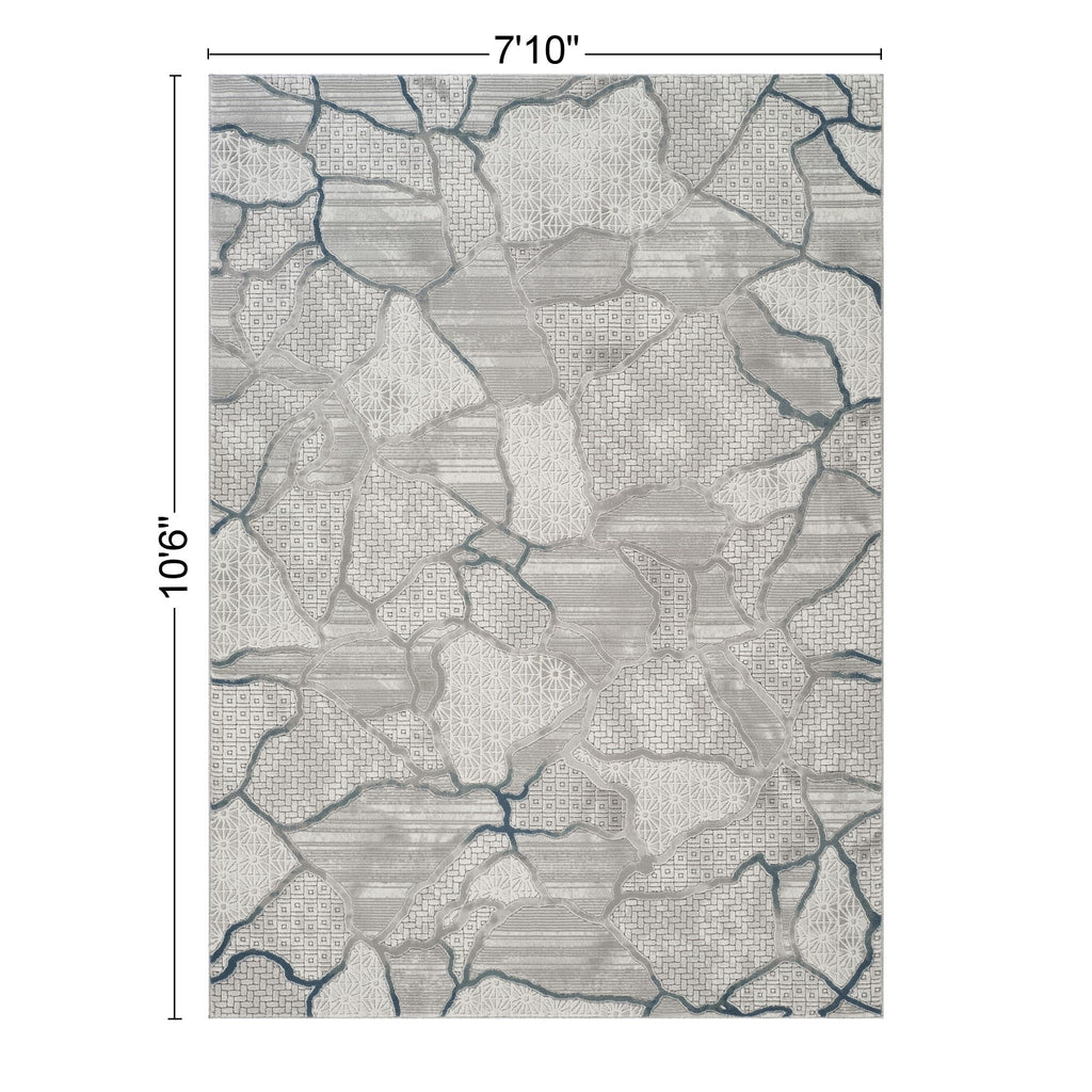 Geometric Area Rug with 3D Effect - Gray