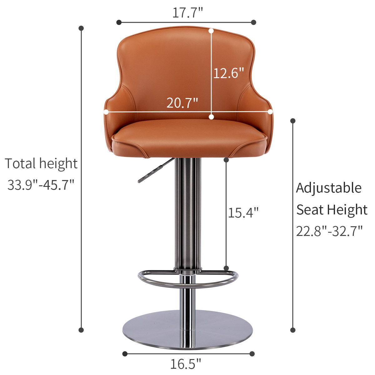Titanium Stainless Steel Bar Stool with Backrest