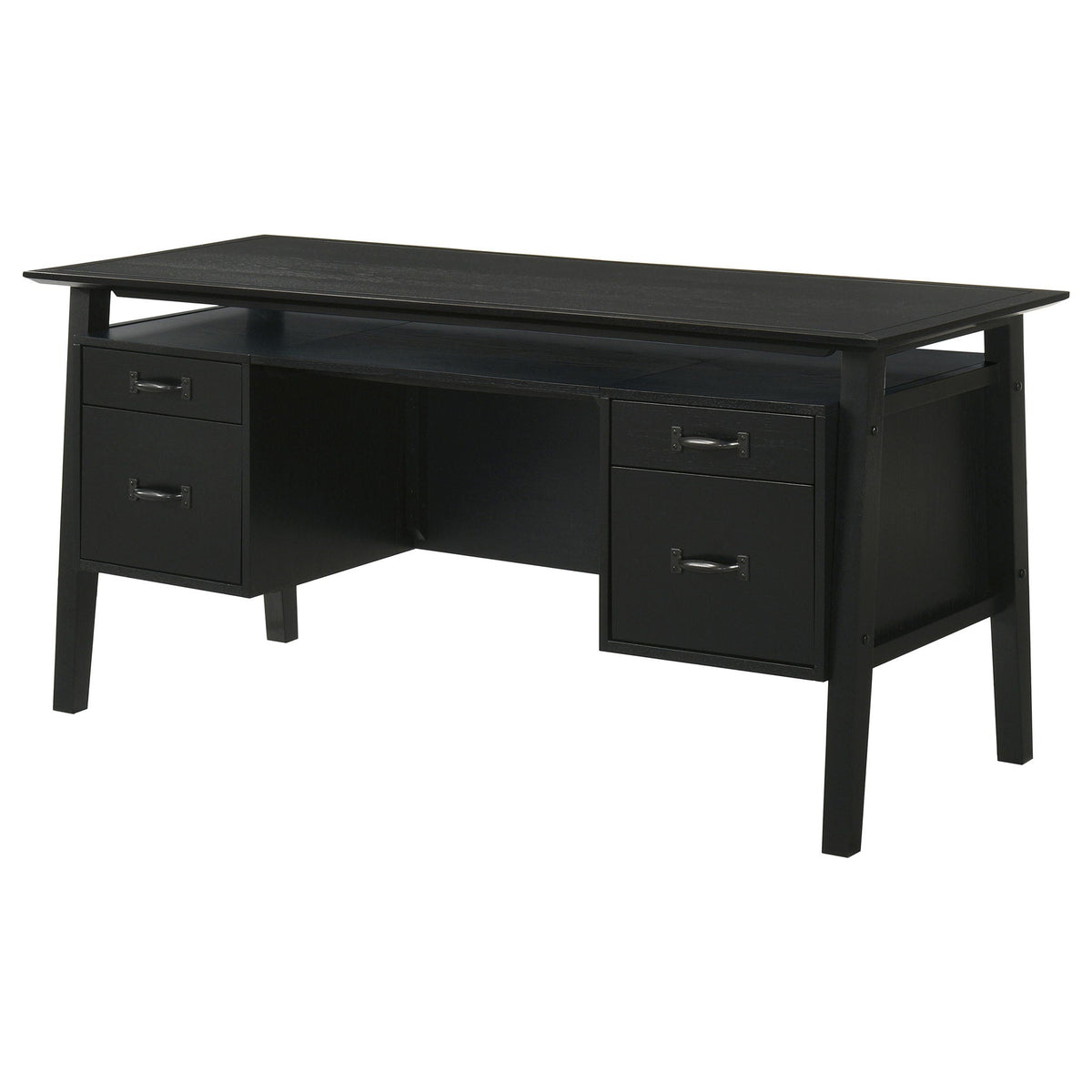 Goodson 64-inch 4-Drawer Double Pedestal Computer Desk Black