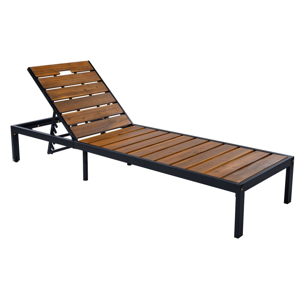 Outdoor Chaise with Adjustable Backrest - Light Brown or Dark Brown
