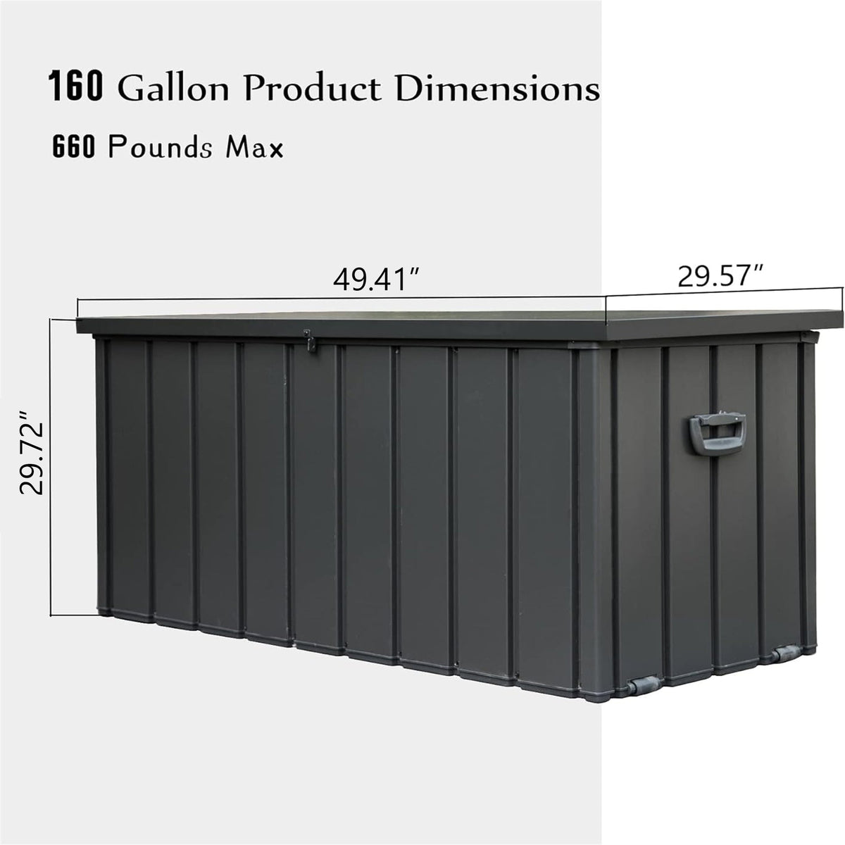 160 Gallon Outdoor Storage Deck Box with Waterproof Construction - Dark Gray