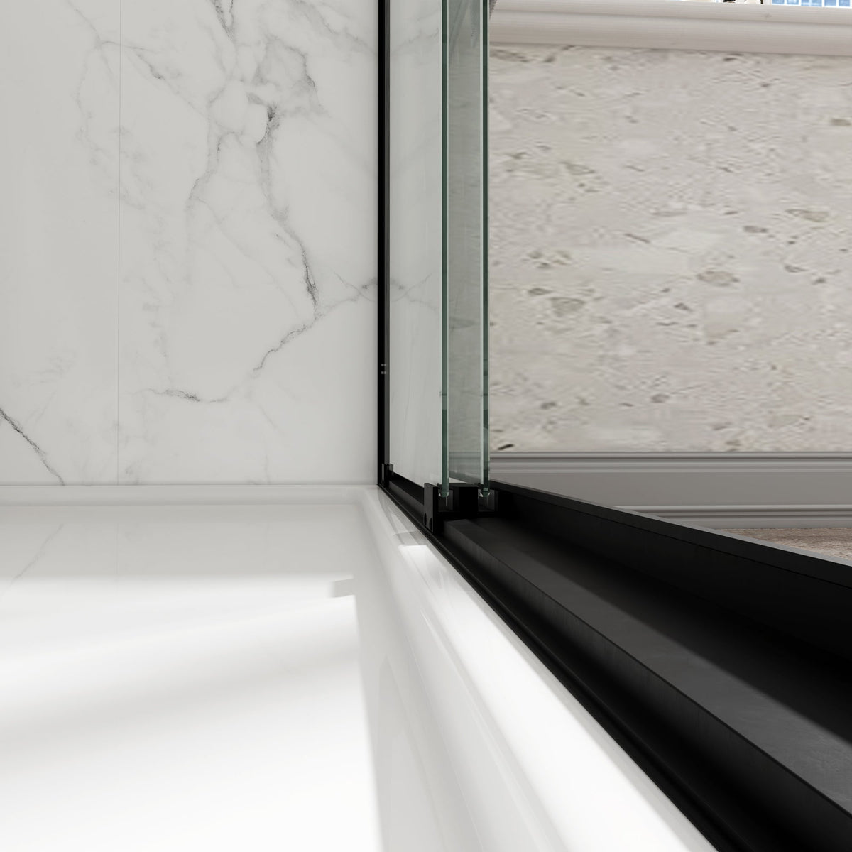 Matte Shower Door with Tempered Glass - Matte Black