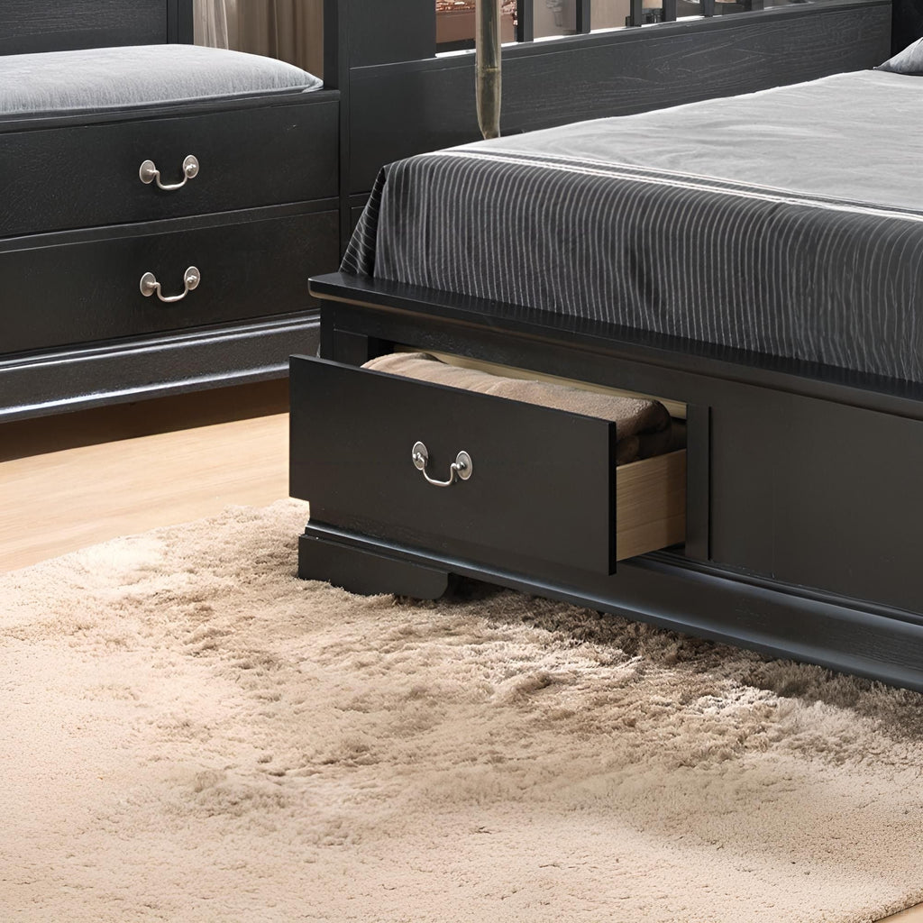 Upholstered Panel Sleigh Storage Bed with Dove Tail Drawers - Multiple Colors