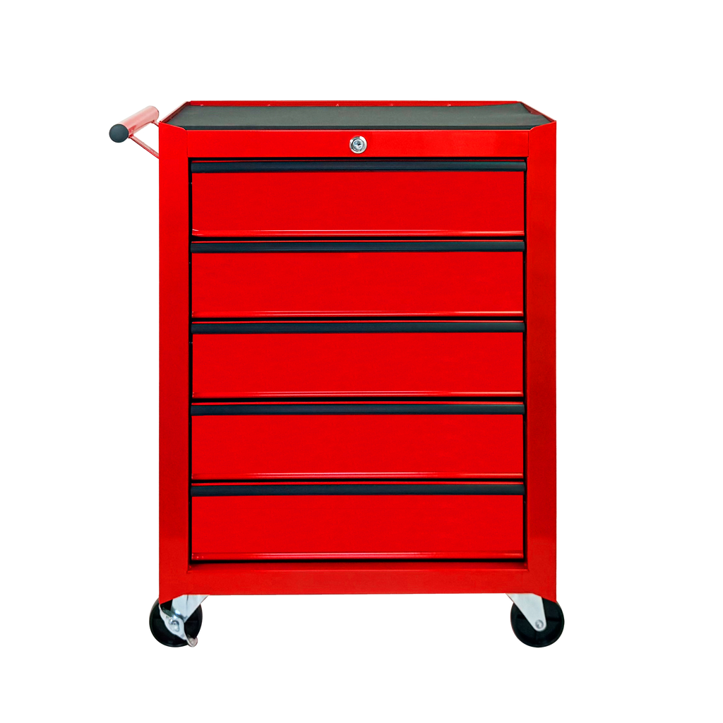 Rolling Metal Tool Chest with 5 Drawers - Red