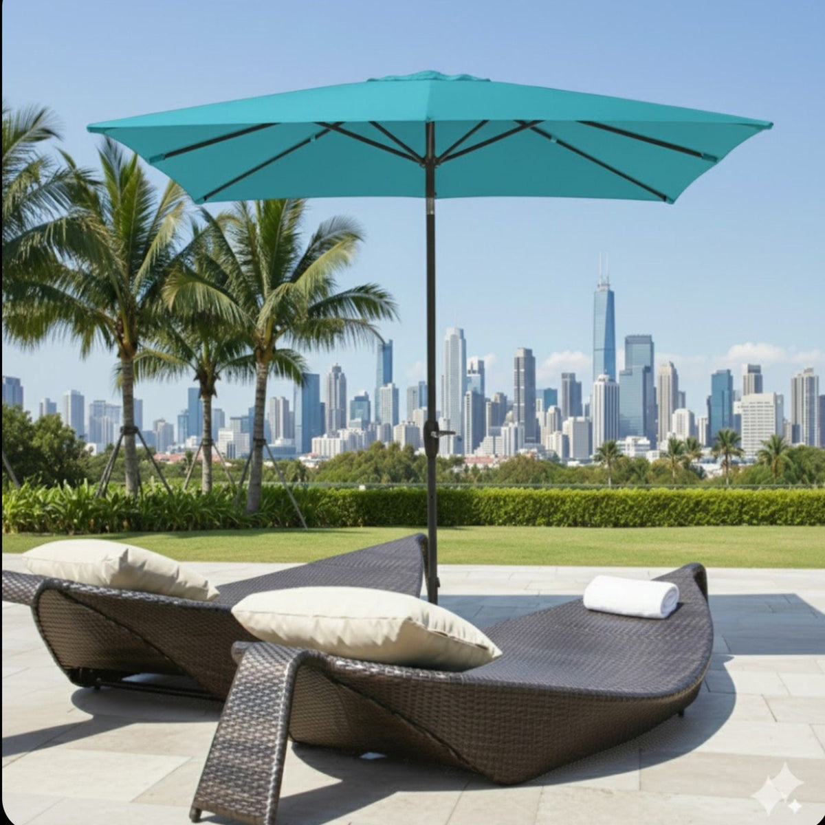 Rectangular Patio Umbrella with Crank Tilt - UV-Resistant Canopy