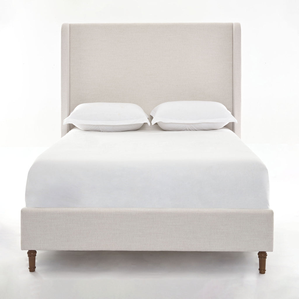 Tall Headboard Upholstered Bed with No Box Spring Needed - Cream