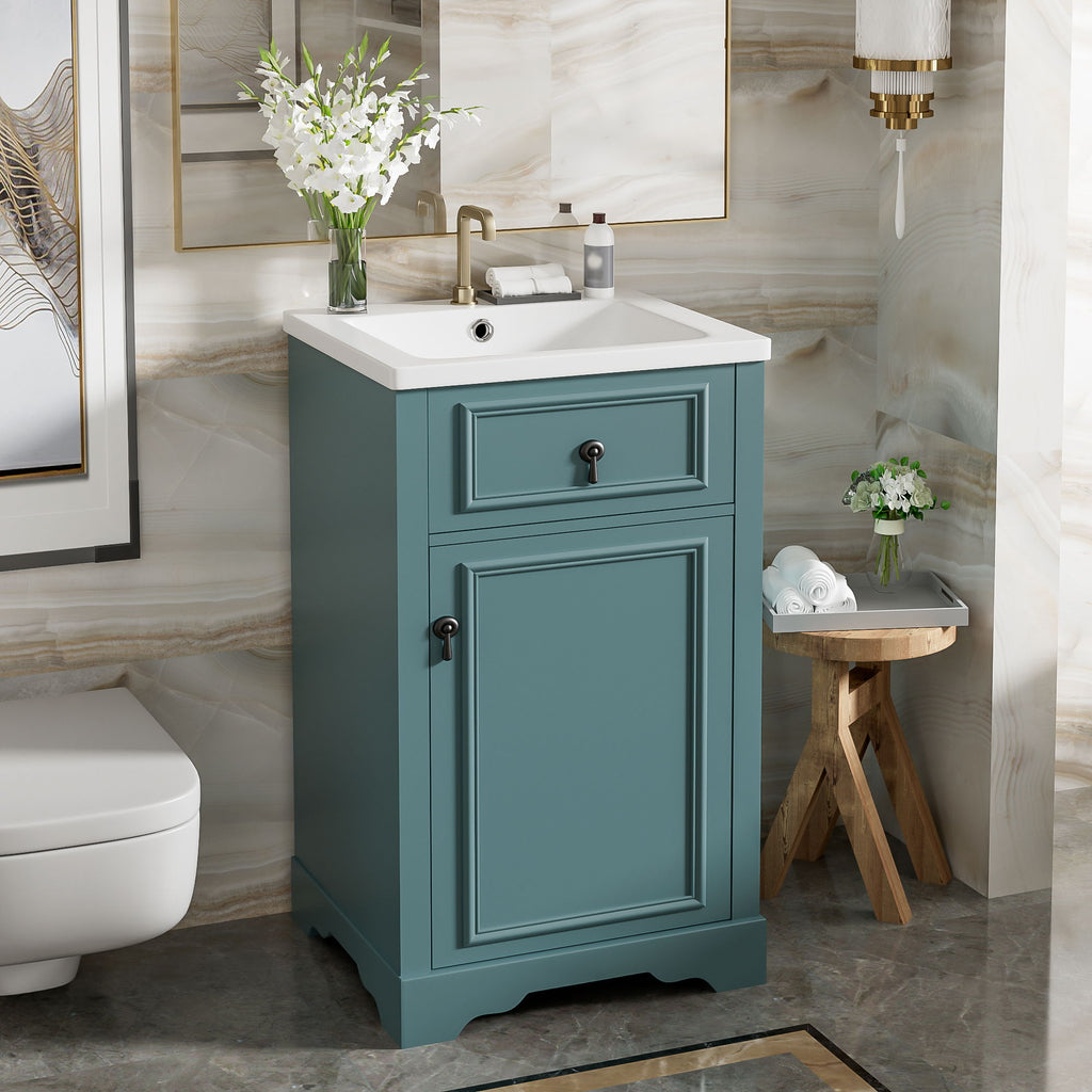 Elegant Bathroom Vanity with Ceramic Sink and Soft-Close Door - Multiple Colors