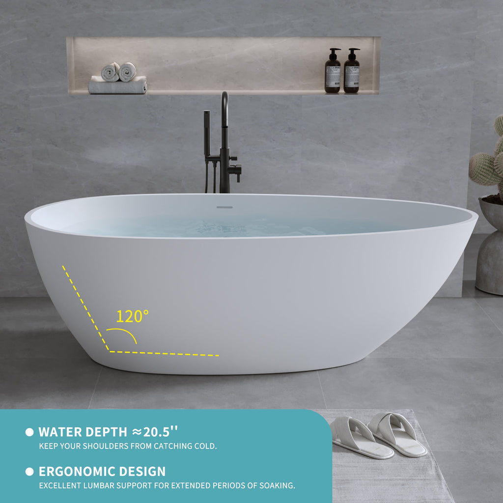 59'' Solid Surface Matte Freestanding Bathtub