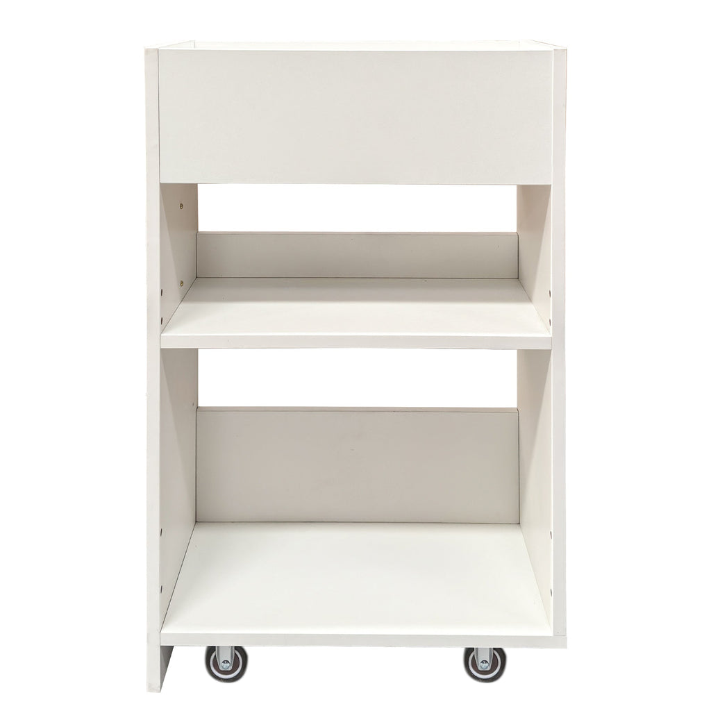 3 Tier Wooden Bookcase with Slide Out Drawer Storage - White