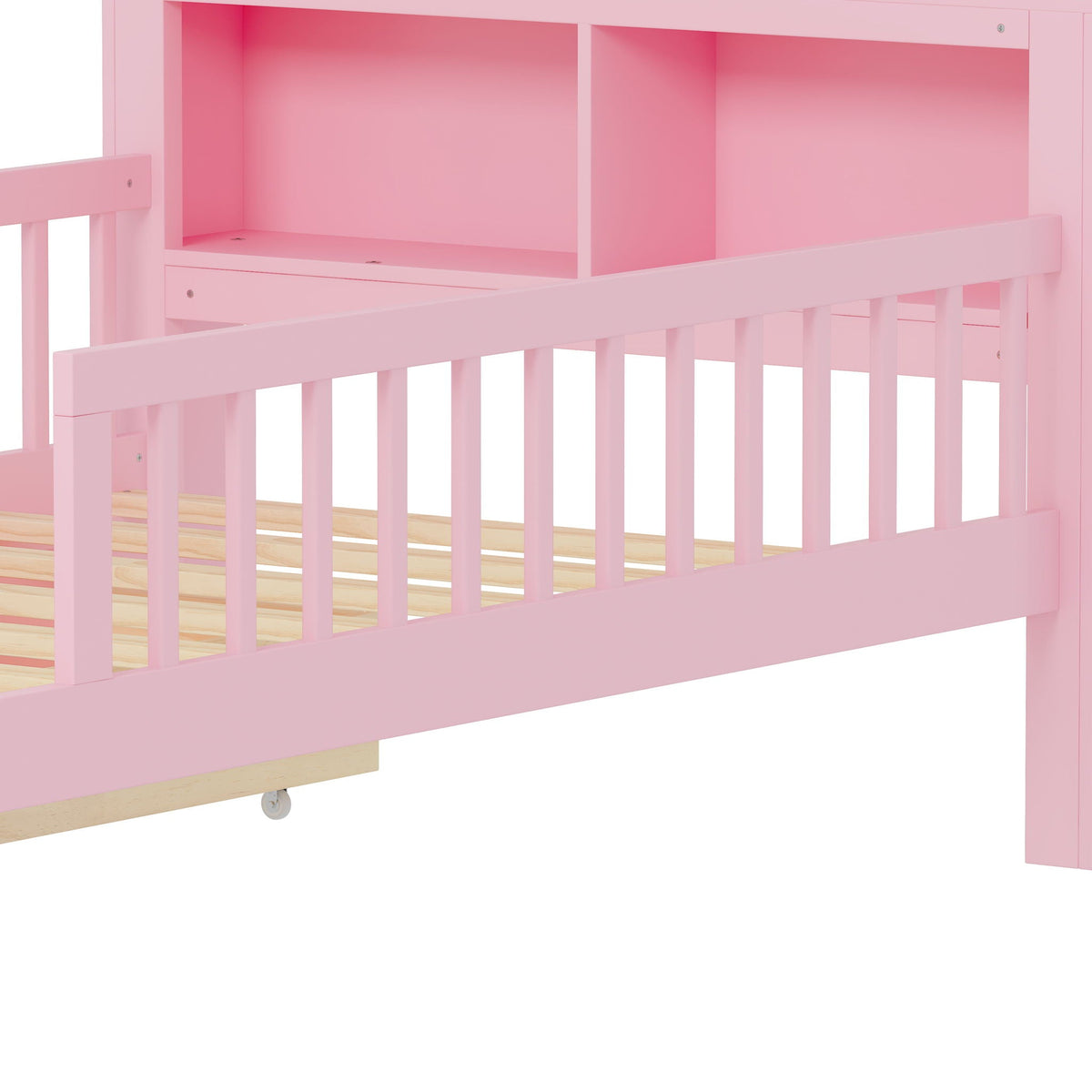 Twin Storage Bed with Headboard Rack & Under-Bed Drawers - Multiple Colors