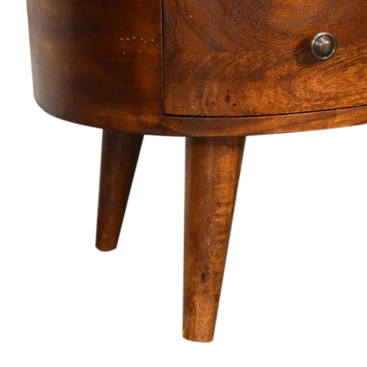 Solid Wood Mini Chestnut Wave Coffee Table with Drawer - Chestnut Finish