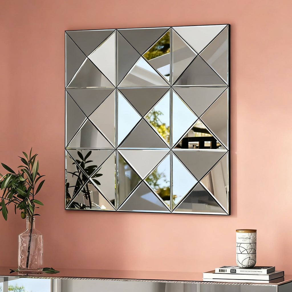 3D Mirror Wall Decor with Beveled Glass - 31.5"
