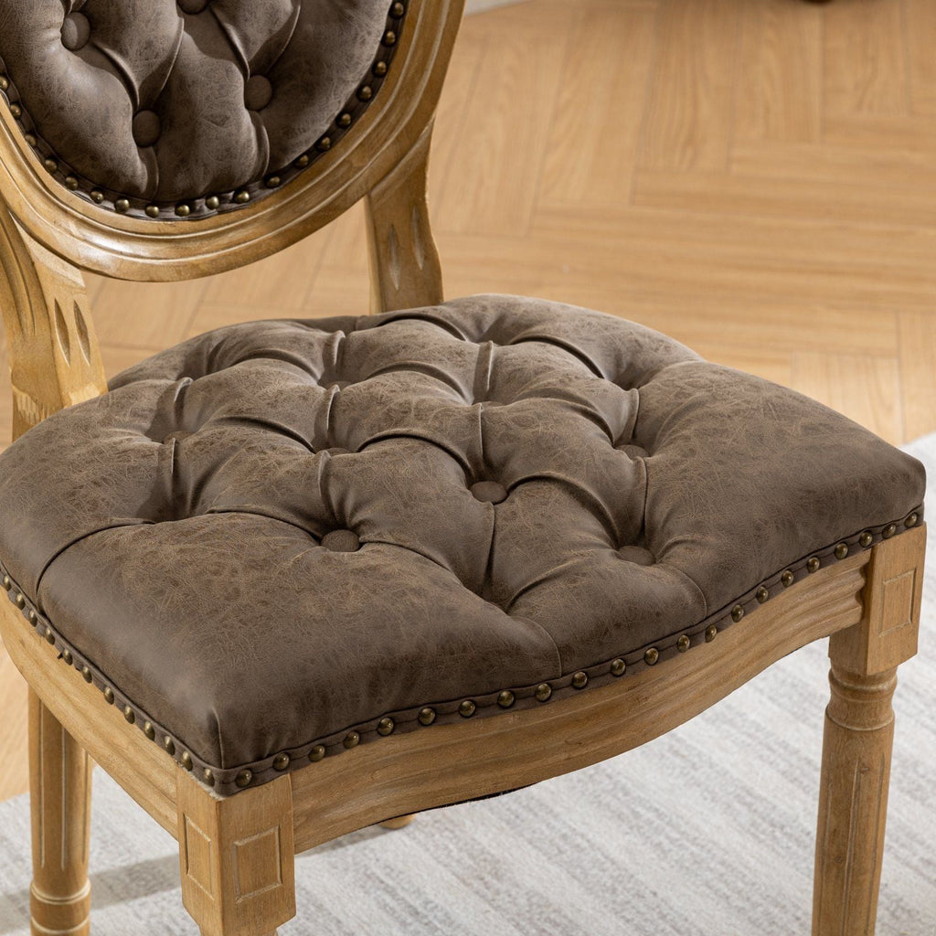 French Style Solid Wood Dining Chair with Nailhead Trim - Multiple Colors