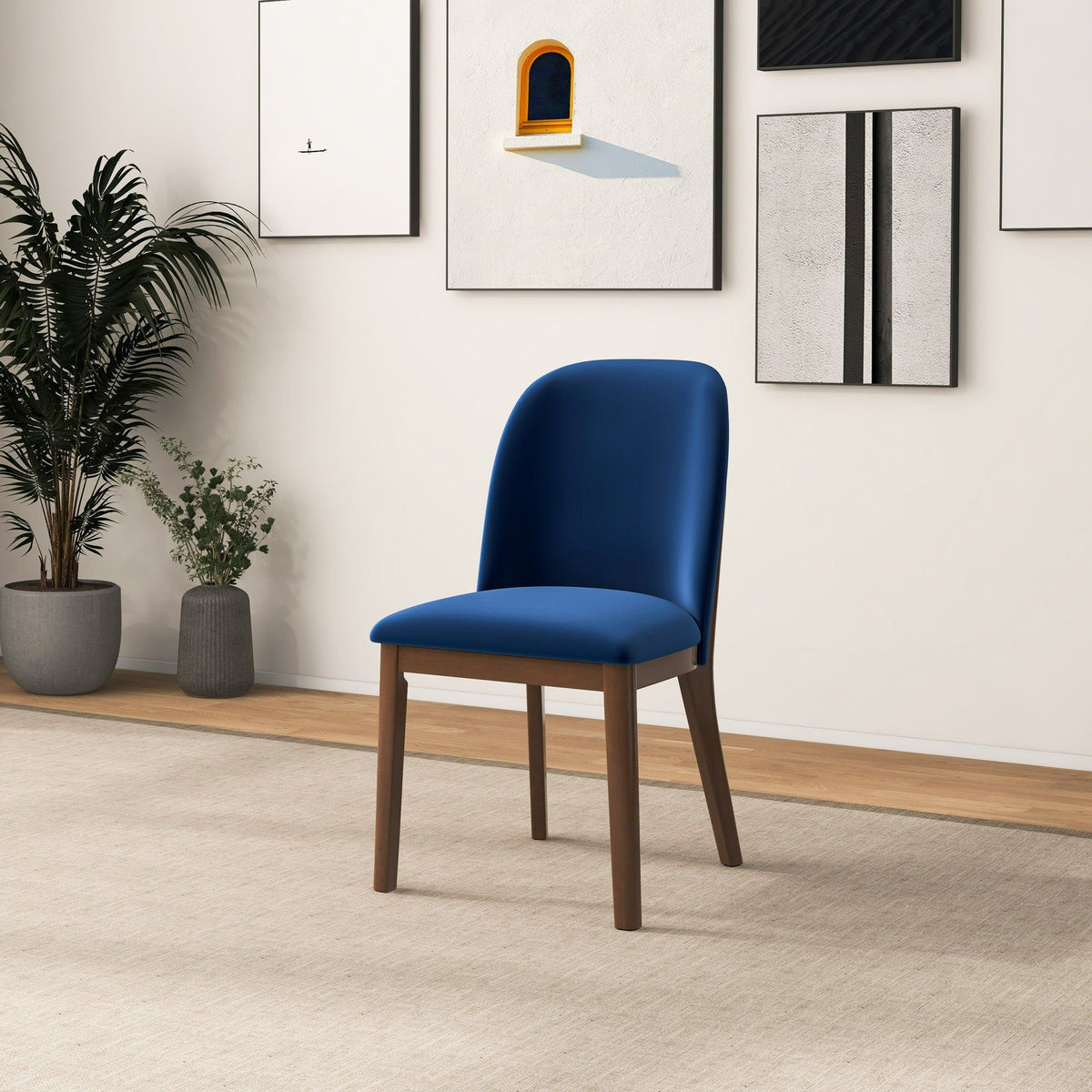 Comfort Dining Chair Set of 2 with Solid Wood Legs - Beige, Orange, Blue, Green