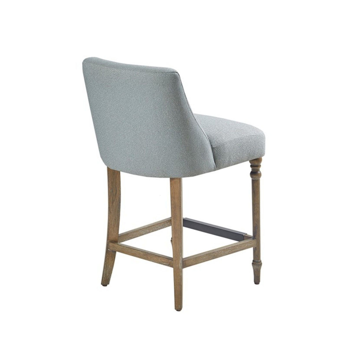 Blue Counter Stool with Upholstered Seat and Solid Wood Frame