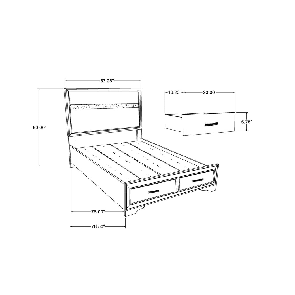 Storage Bed with Two-Drawer Footboard - Dark Gray