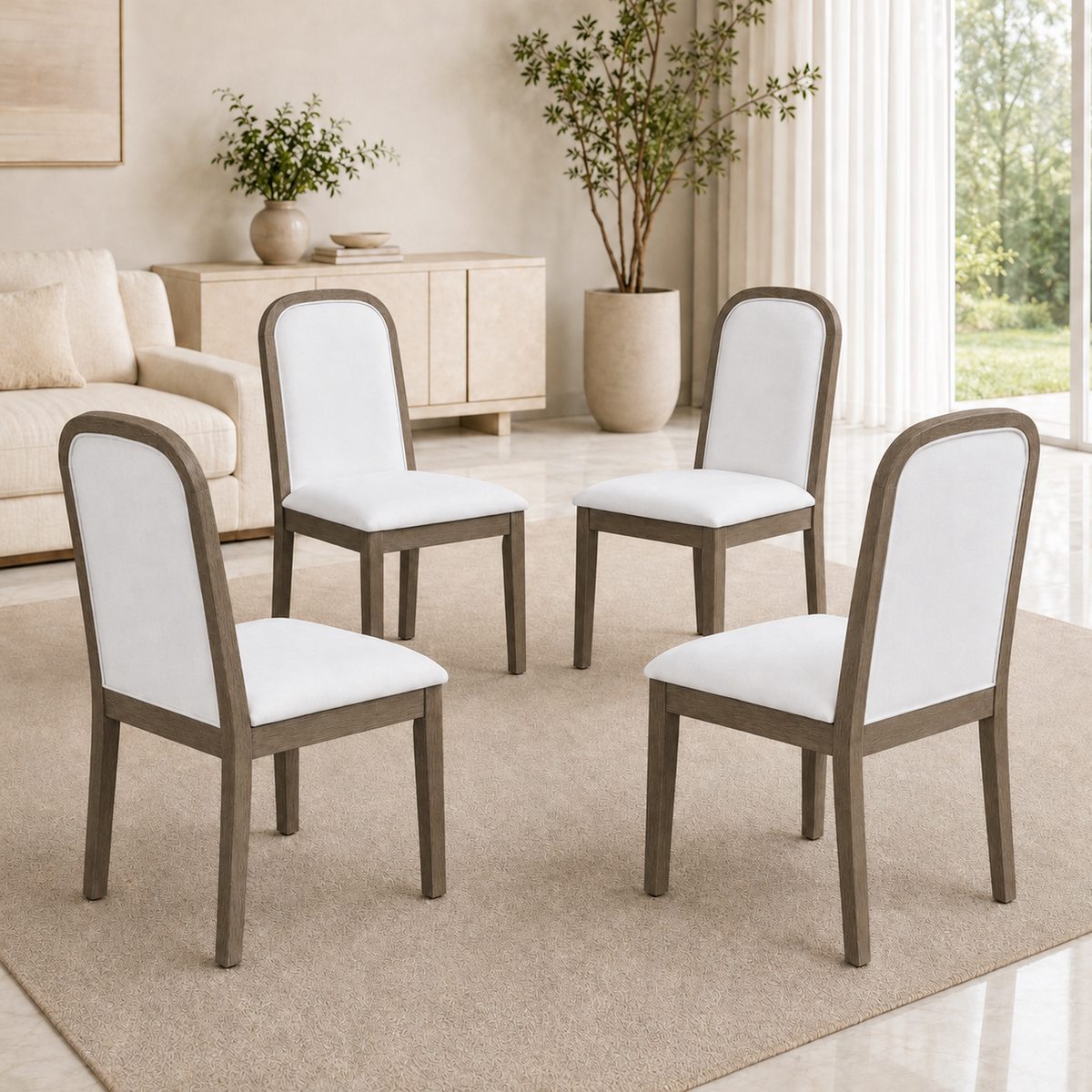 Vintage Style Dining Chair Set with Upholstered Seats - 4 Chairs